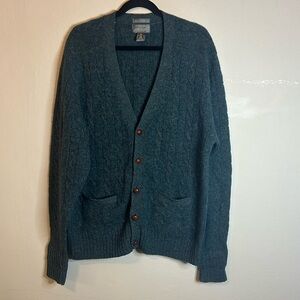 Lord and Taylor Teal Shetland Wool Grandpa Cardigan